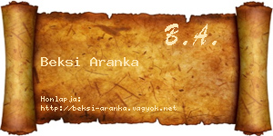 Beksi Aranka névjegykártya